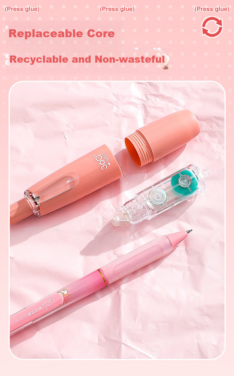 CHANGLi Gradient Push-Button Glue Refill, High-Value Children's Craft Large Capacity Journal Glue Tape, Elementary School Student Error Correction Sticky Notes, Strong Double-Sided Glue Pen with High Adhesio 5