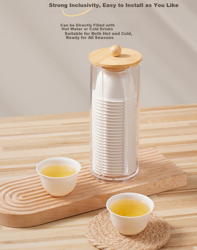 BJ Disposable Tea Cups, Kung Fu Tea 60ml Biodegradable Rice Husk Cups, High-Quality Heat-Resistant Tea Cups for Sipping, 100 Pieces + Cup Holder 7