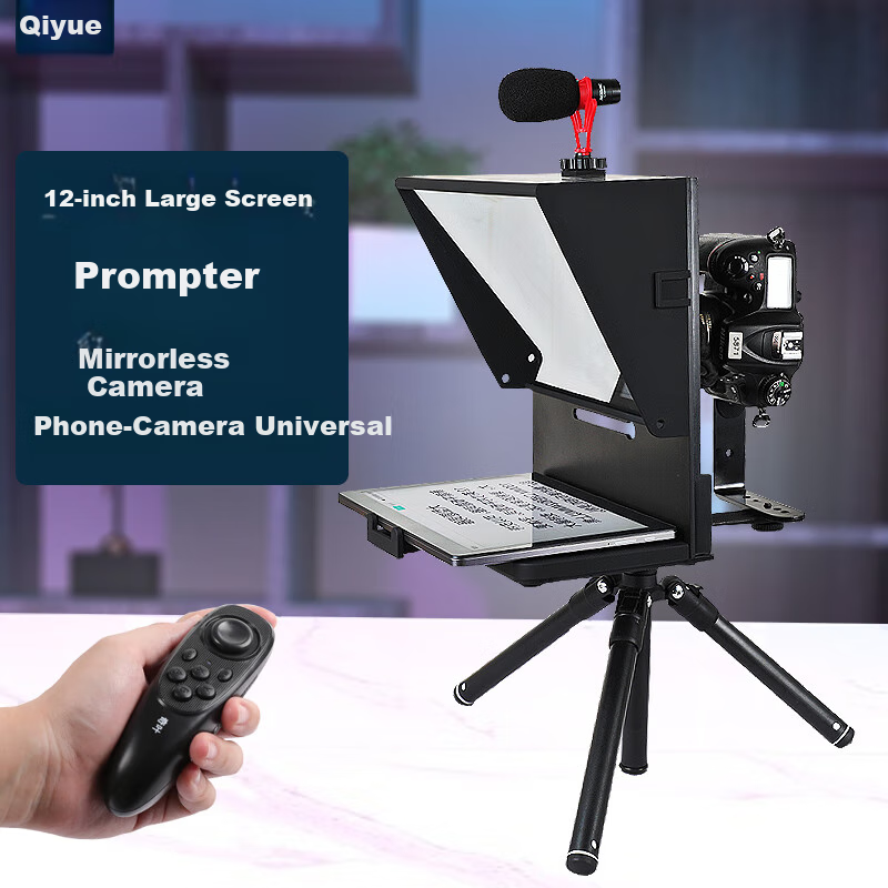 Qiye Large Screen Teleprompter for Mobile Phones, Tablets, DSLR Cameras, Mirrorless Cameras, Subtitle Prompter for Live Streaming And Filming, Compatible with Pocket 3/4/4pro, Suitable for Apple IPad And Huawei