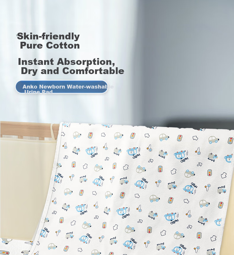Ankexin Baby Washable Pure Cotton Diaper Pad, Large Size Bed Sheet, Baby Diaper Protection Mat, Zoo Style, 180*200cm 1