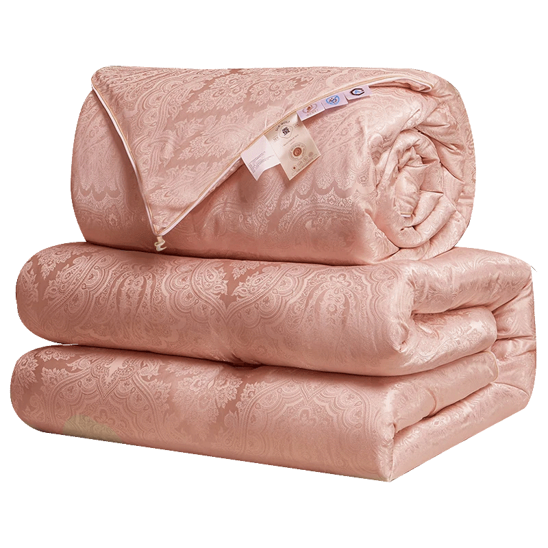 Hengyuanxiang Class A Silk Jacquard Satin Mulberry Silk Quilt with Filling, 10 Jin Double Size 200*230cm Autumn And Winter Comforter