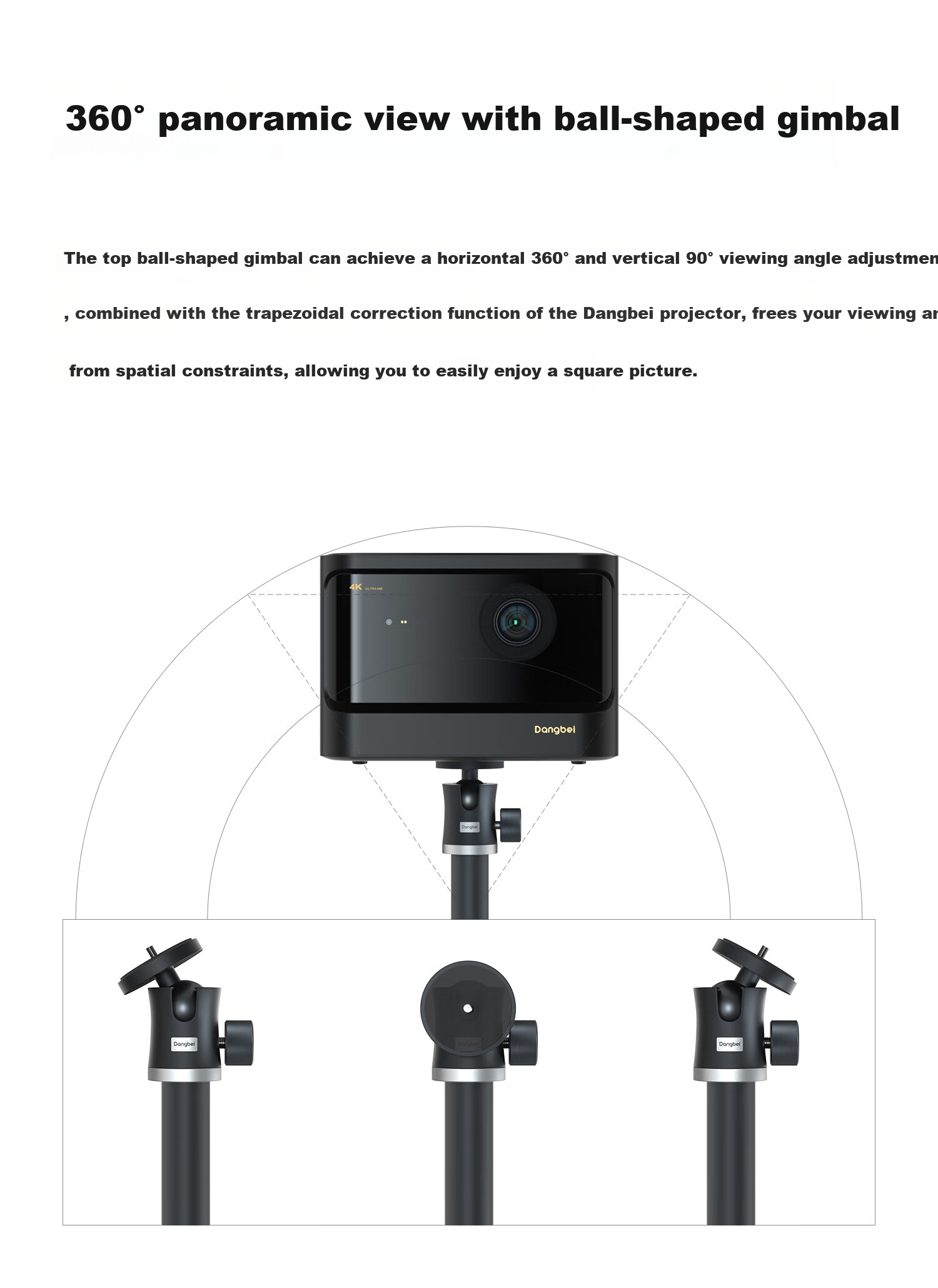 Dangbei Luxury Edition, Floor-Standing Projector Stand with 360° Omnidirectional Cloud Platform, Cast Iron Base + Aluminum Alloy Frame, Compatible with F Series/X7 Series/D Series/SM Series 4