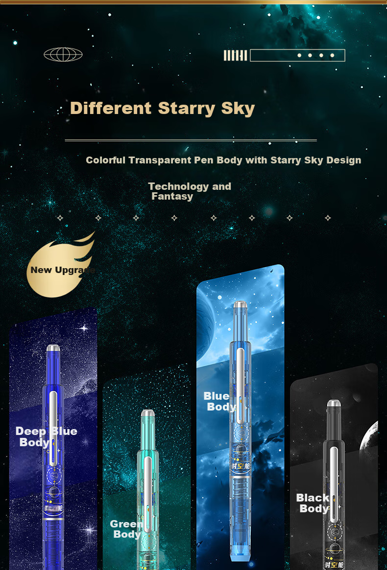 Dianshi Space Capsule Retractable Fountain Pen, Small Capsule Door for Third Grade Elementary School Students' Homework, Back-To Season Handwriting Practice, Fine Nib, Non-Spilling Ink, 7158 (Blue Barrel - Black Ink Cartridge), 1 Pen with 5 Ink Cartridges 6