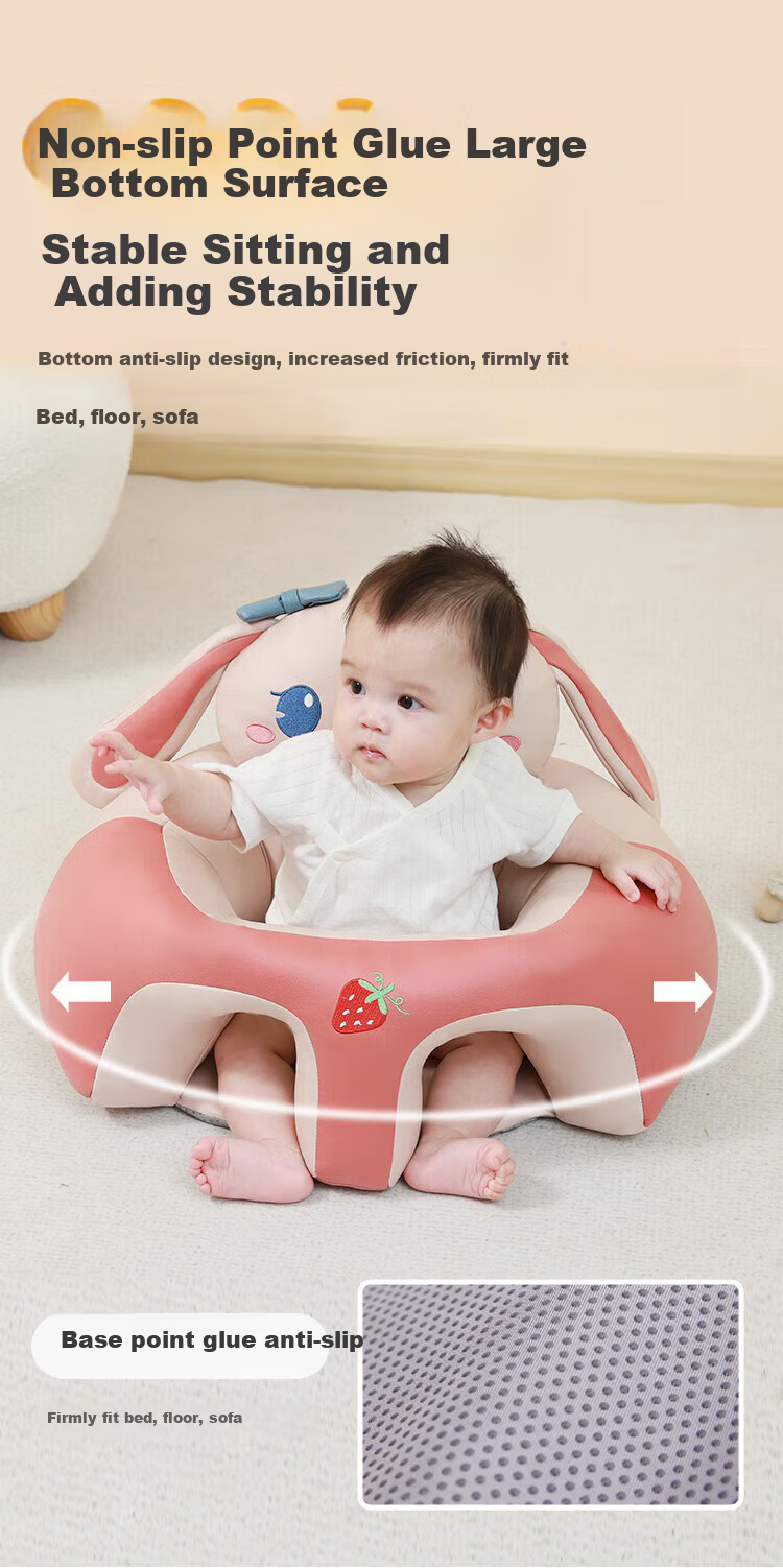 Aibaoshi Baby Learning Chair, Infant Practice Seat Cushion, No-Wash High Chair, Anti-Fall Sofa, for 4 Months to 3 Years Old, Rabbit Design, No-Wash Model S764 8