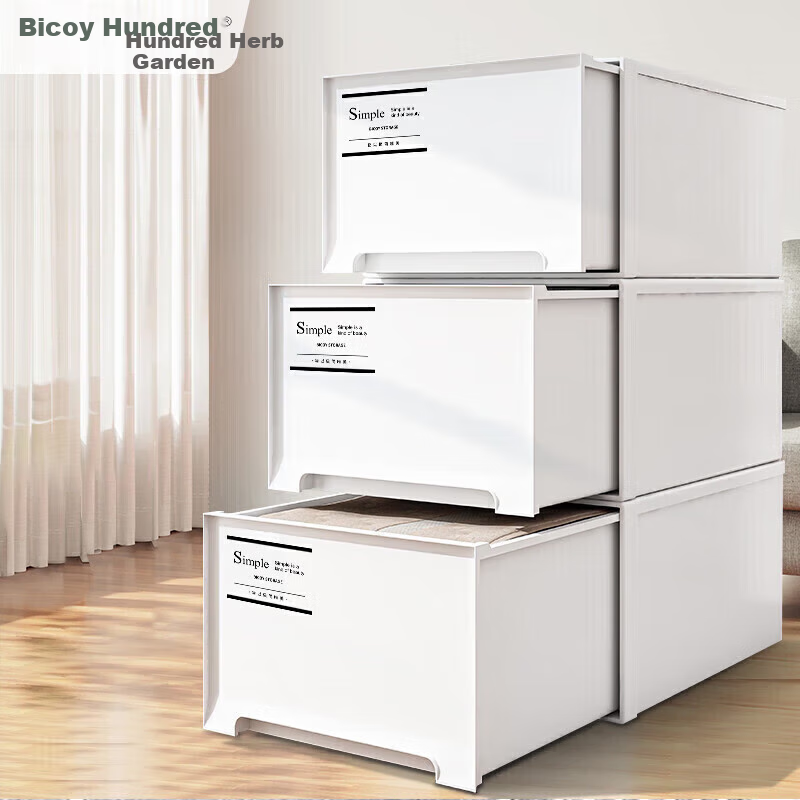 Baicaoyuan Storage Box, Drawer-Style Organizer Cabinet, Wardrobe Storage Container, Underwear And Clothes Organizer, Extra Large Size, 3-Pack, White