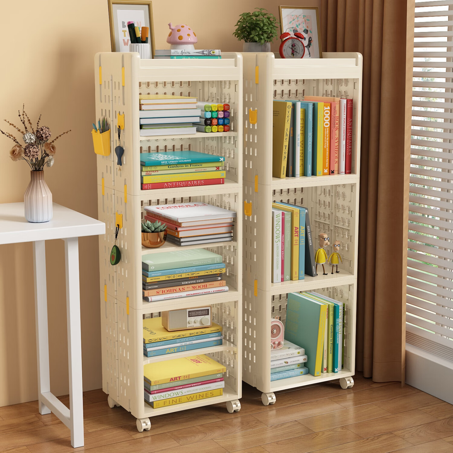 Anerya Kids Bookshelf and Picture Book Rack Mobile Baby Toy Storage Floor Standing Organizer Simple Book Storage