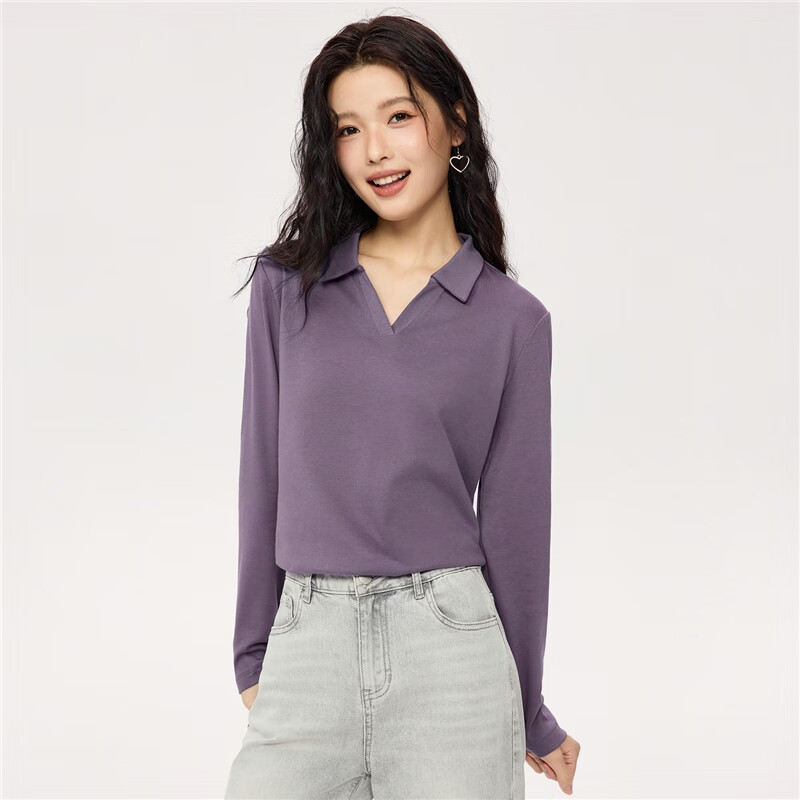 ZARA Long Sleeve Polo Shirt Women Autumn and Winter Pure Cotton Ladies Slim Fit V-neck Top 05315781