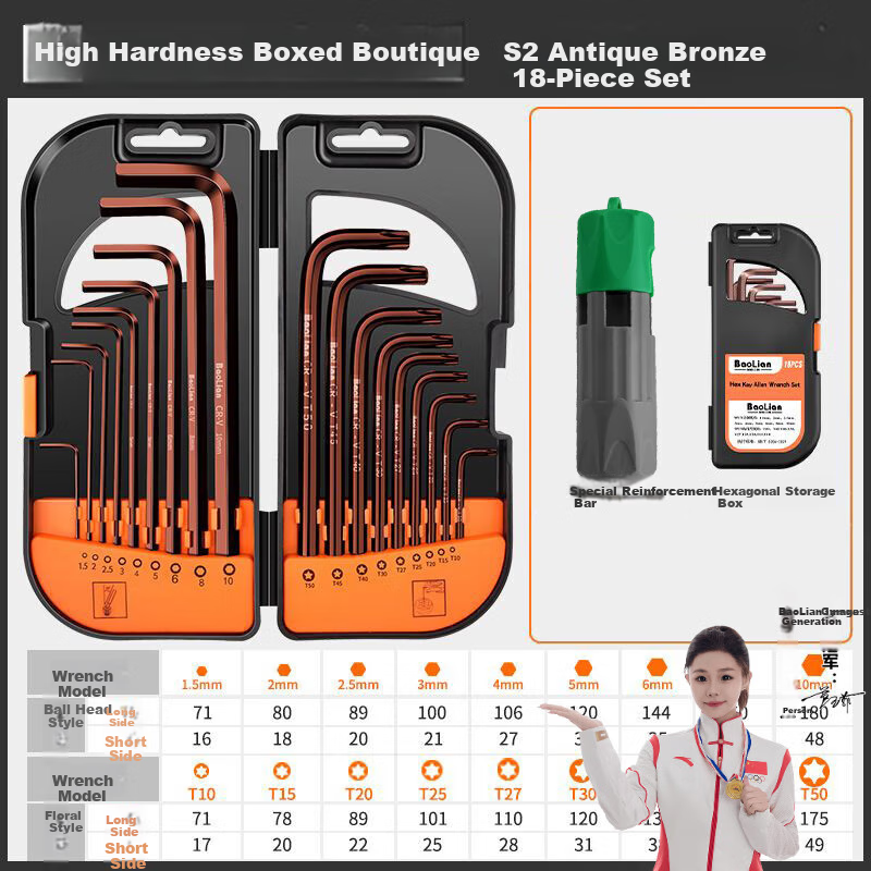 Baolian Hex Key Set, Internal Hexagon Wrench, Extended Hexagonal Screwdriver Tool