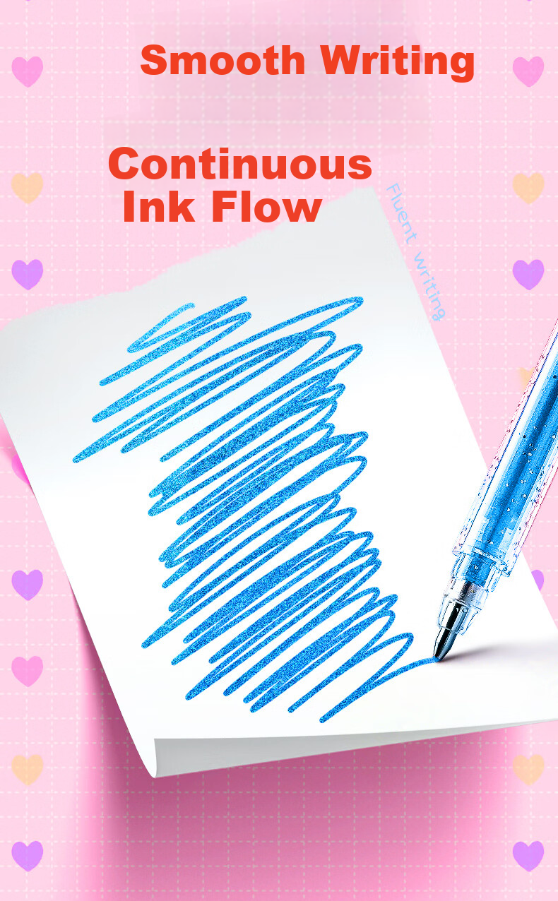 Shuxing 12-Color Retractable Gel Pens Flashing Glitter Gel Pens Luminous Liquid Sand for Kids Students Journal Pearl Outline Shiny Small Colored Highlighters 6