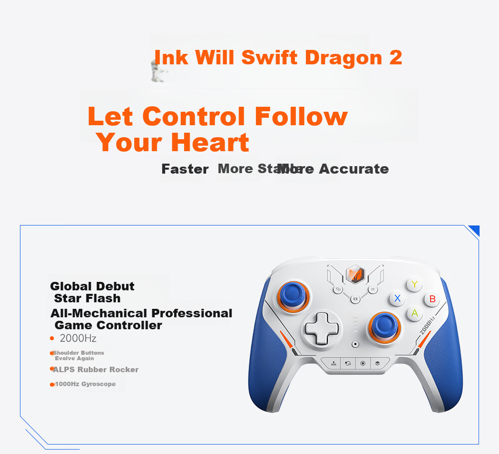 Mojiang Xunlong 2 Star Flash Wireless Game Controller, Carbon Film Joystick, Apex/Switch/PC Computer Steam, Horizon 6, Infinite Warmth, Black Myth: Wukong Carbon Film Versio 3