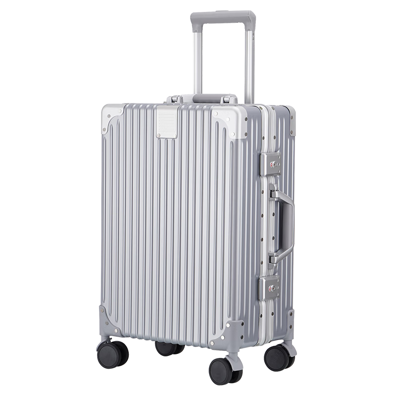 ELLE French 20-Inch Silver Suitcase, Fashionable Trolley Case with TSA Lock, Spinner Wheels, Carry-On Luggage