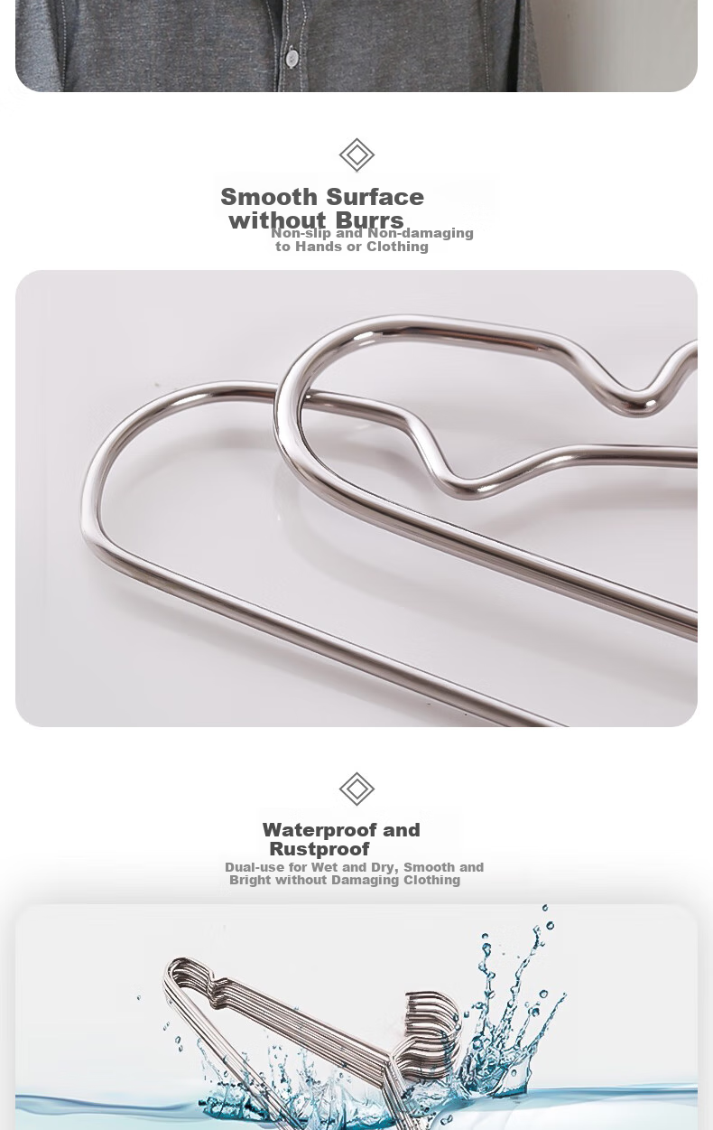 Bingyou Clothes Hangers Set of 10, Stainless Steel Solid Drying Rack, Thickened Children's Clothing Hanger for Drying, 40cm Wide 3