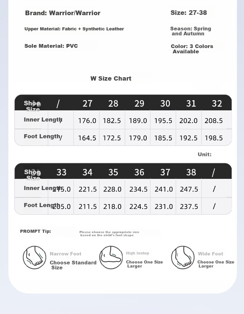 Warrior Boys' Shoes, Children's Casual Shoes, Spring And Autumn Mesh Sports Shoes, Girls' Breathable Running Shoes, WZ-1656, White And Black, Size 34 3