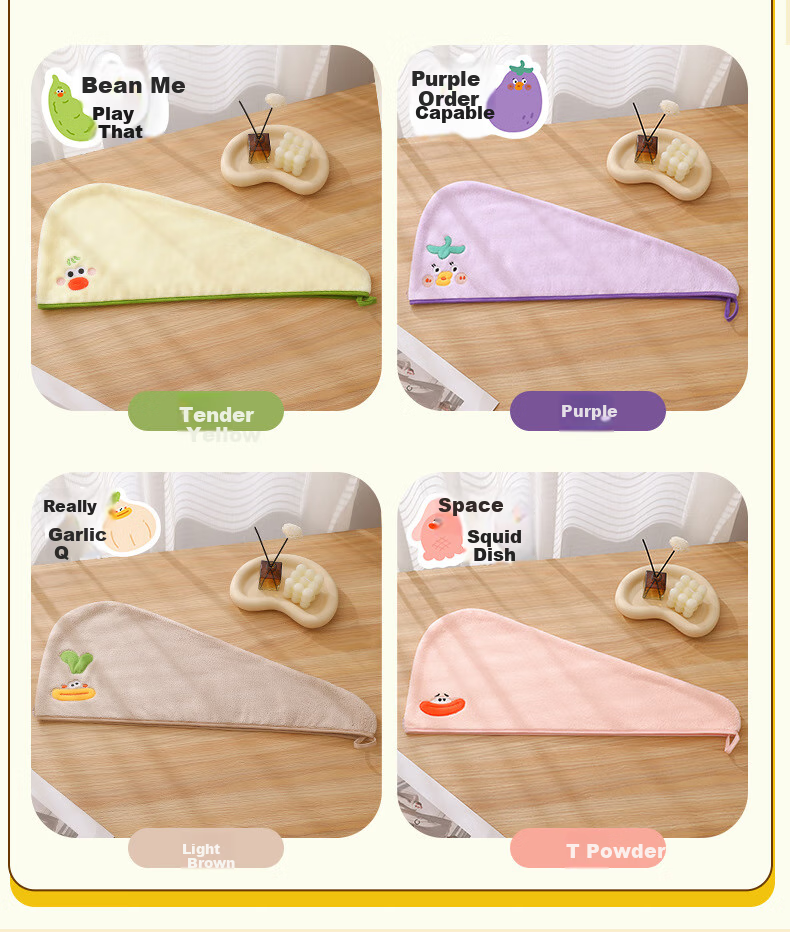 Fanyejia Cute And Ugly Hair Drying Cap for Students, Women's Super Absorbent Quick-Drying Hair Wrap Towel, Cute Coral Fleece Shower Cap for Adults 3
