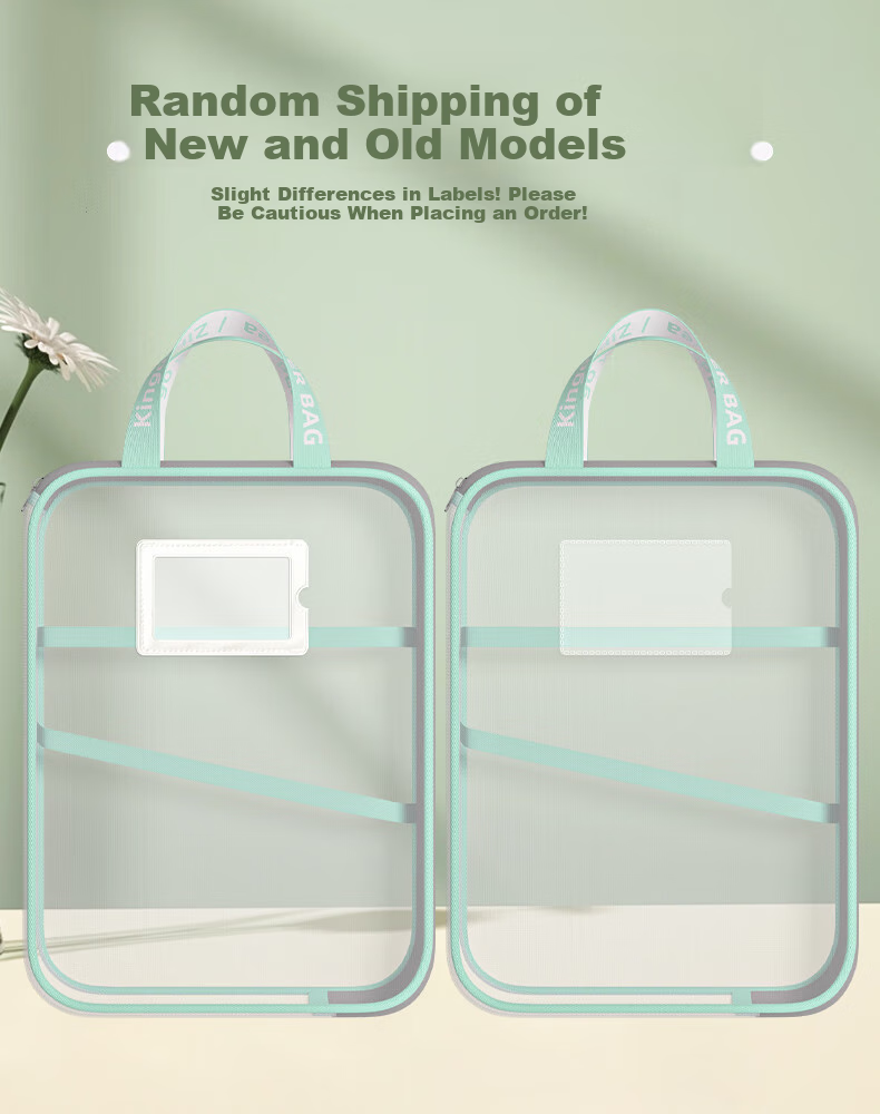 Sijinianhua L-Shaped Subject Classification Bag, Handheld Transparent File Bag, Zipper Mesh Storage Bag, Wide Opening Document Bag, Light Green 1 Piece [Ultra-Thick 3 Layers/With Label] 1