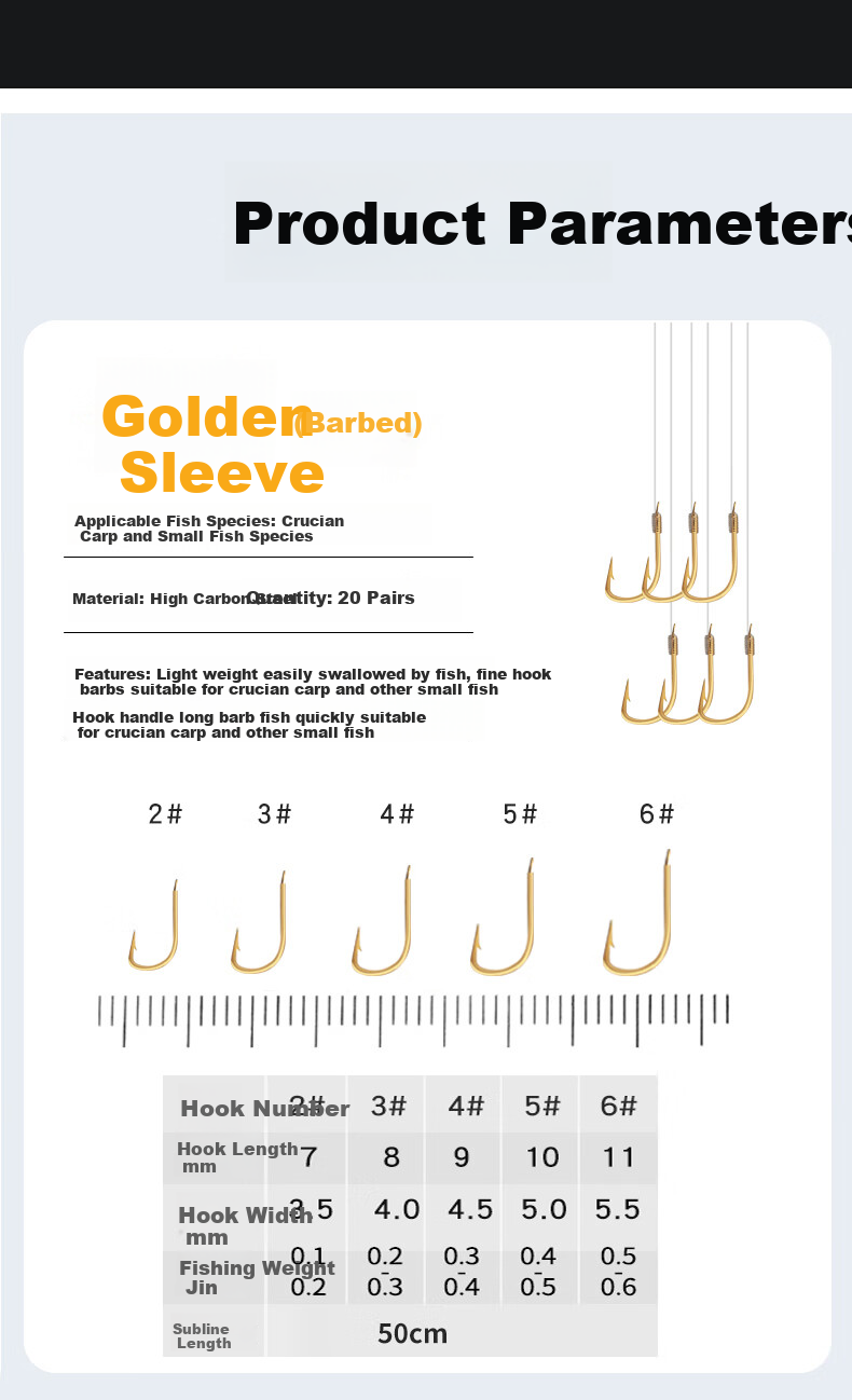 Shensha Fishing Hook with Pre-Tied Double Hooks And Gold Sleeves, Barbed Rig Finished Product, Ready-To Fishing Line Set, Fishing Tackle Accessories 9