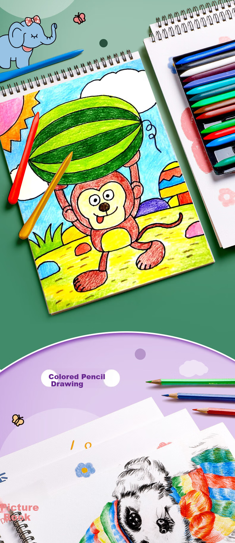 Diyu Children's Drawing Book, Blank A4 Kindergarten Sketchbook, Thick Paper for Primary School Students' Art Drawing, 4 Books 8