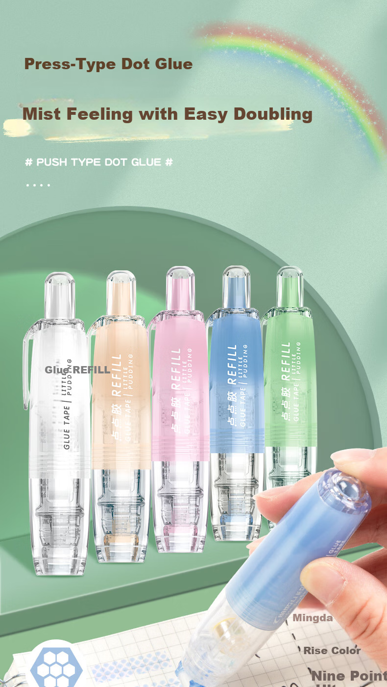 CHANGLi Push-Button Dot Glue Correction Tape High-Adhesive Student-Specific Error Correction Sticky Dots Double-Sided Transparent Tape Children's Craft Glue Pen Sticker Journal Tape Stationery 1