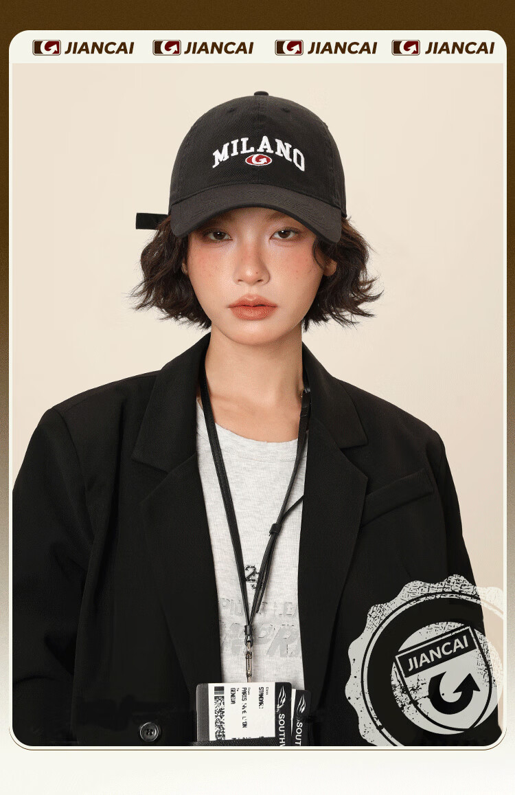 Jian Cai Original Design Soft Top Baseball Cap Unisex 2025 Spring Summer Fashion Trendy Large Head Circumference Slim Face Duckbill Hat 1