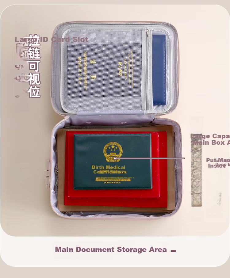 Fanyejia Document Storage Box for Home Use, Certificate Organizer for Family Records, Instructions, Household Register, Business License, File Holder, Card Case 6