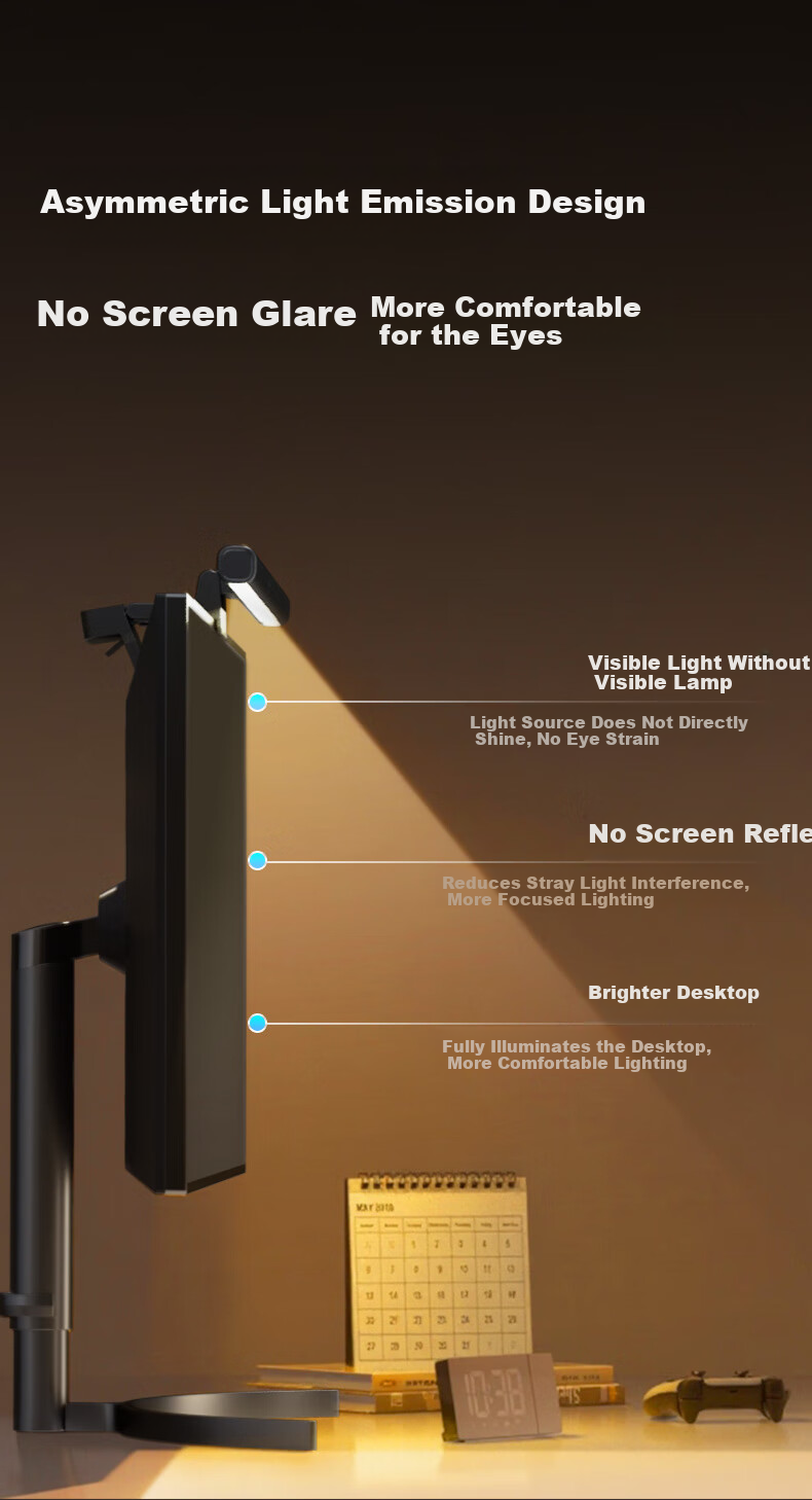 Midea Full Spectrum Screen Light, Desktop Home Computer LED Smart Display Lamp, Study Reading Gaming Desk Lamp 3