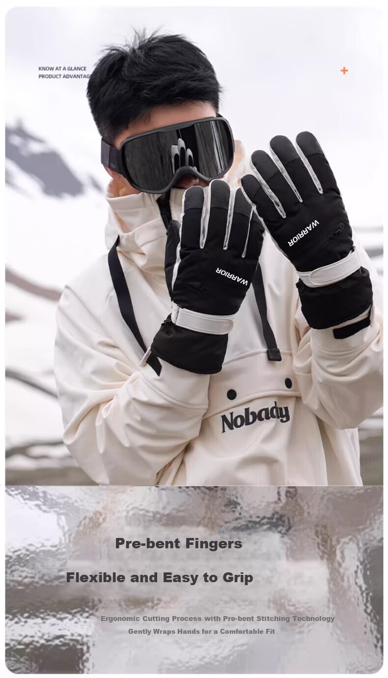 Huili Ski Gloves for Men And Women, Winter Fleece-Lined Thick Warm Windproof Water-Resistant Touchscreen Electric Bike Storage Gloves 9