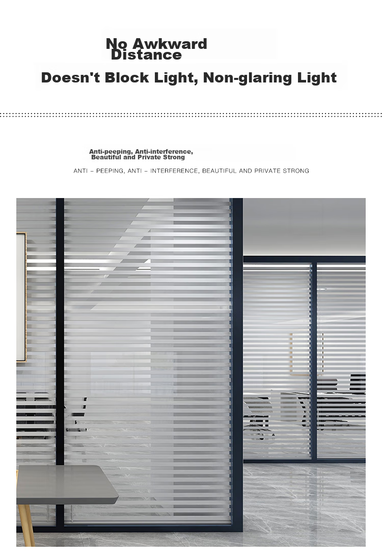 Modouyu Frosted Privacy Window Film, Anti-Peeping Film for Windows, 0.9*2 Meters, Striped Office-Specific Door And Window Partition Film 4