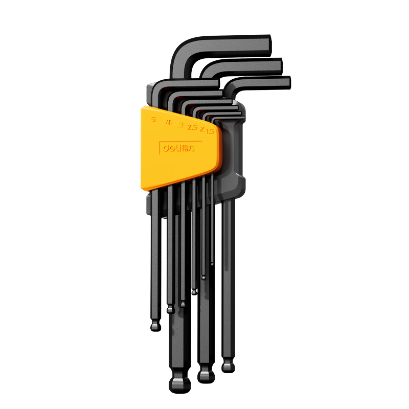 Deli Black Anti-Rust High-Hardness Extended Ball-End Hex Key Wrench Combination Set, Screwdriver Set, 9-Piece Set