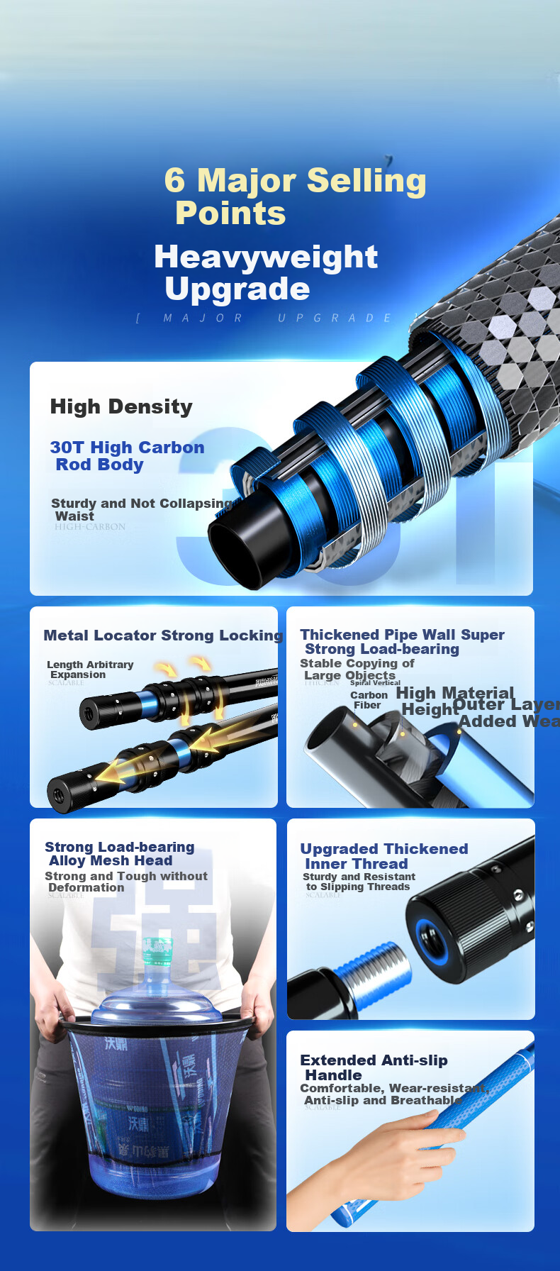 Woding Carbon Fiber Fishing Rod, Ultra-Light And Ultra-Hard, Telescopic And Extendable, for Catching Big Fish 5