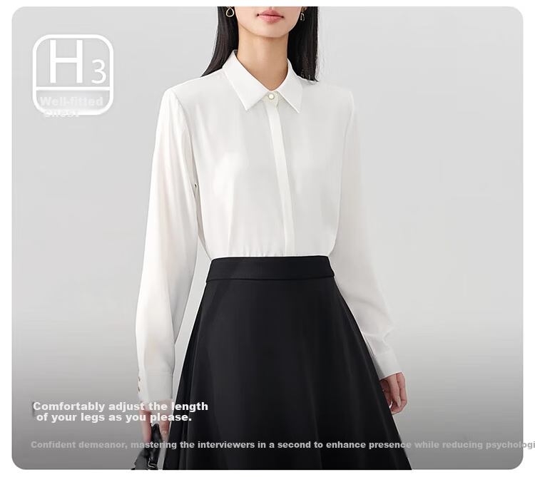 Bodexiaojie White Professional Blouse for Women, Interview Attire, Office Wear, Formal Top, Suit Inner Layer, Workplace Elegant Blouse 9