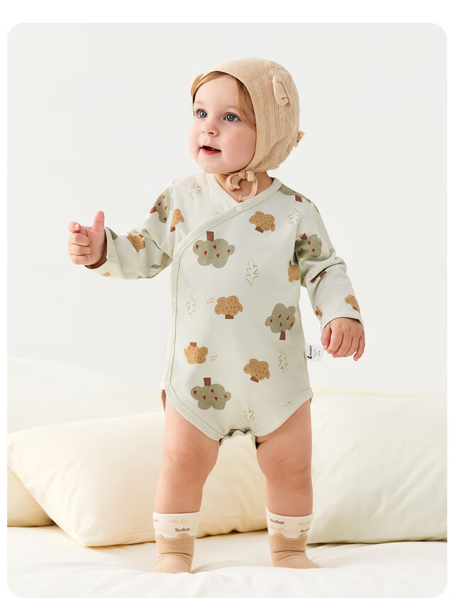 TONGTAI Baby Romper, Spring And Autumn Pure Cotton Infant Bodysuit, Newborn Clothes, Onesie Pajamas, Purple, 59cm 6