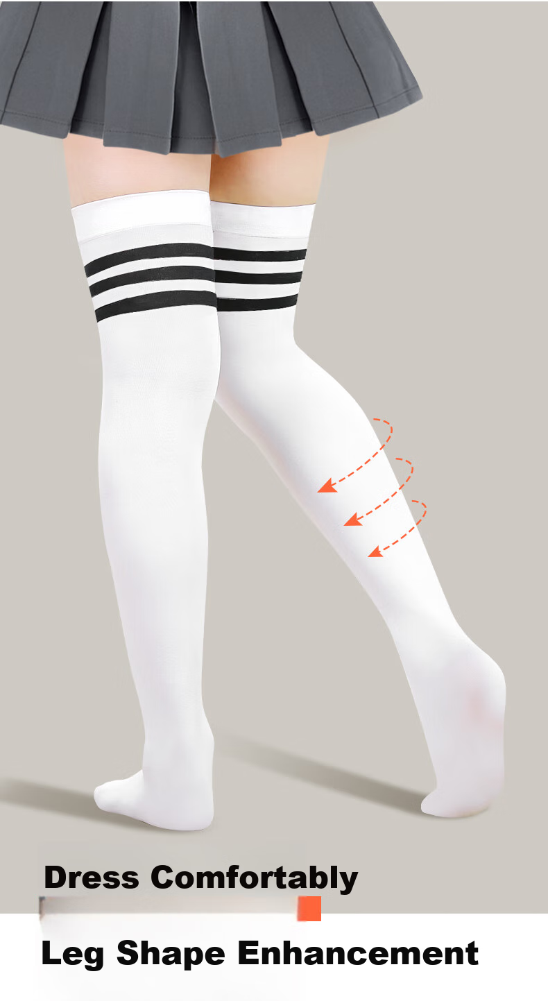 Barbie Girls' Mid-Calf Socks, Summer Thin Over-Knee Children's Long Socks, White High Socks, School Uniform Style, Black + Red, Size M 3