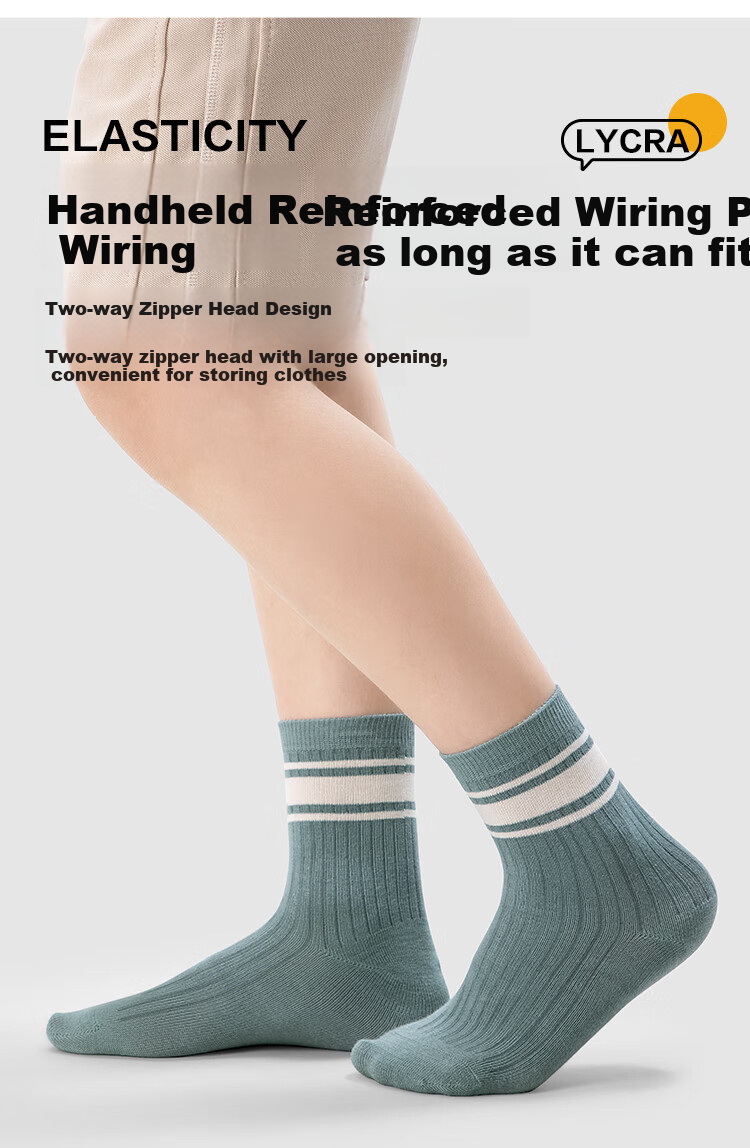 JD Jingzao Children's Socks Girls' Four Seasons Mid-Calf Striped Cotton Socks 9-12 Years Back to School Youth Size 20-22 8