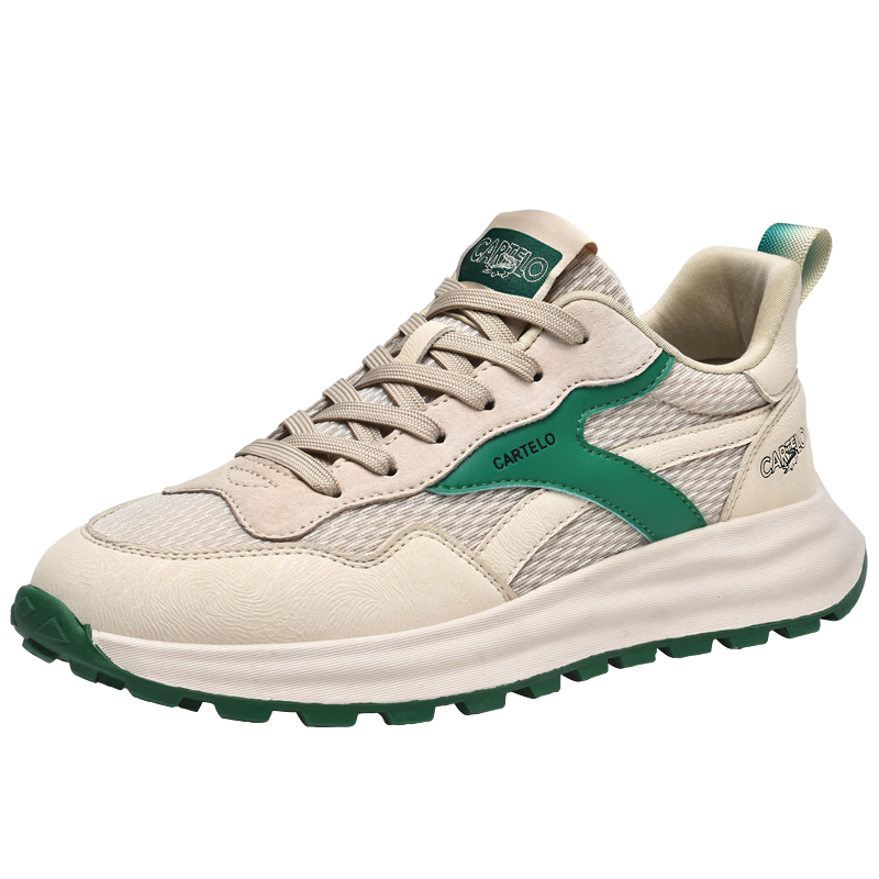CARTELO Men's Shoes, Spring And Summer Casual Sports Running Hiking Dad Shoes, Travel Sneakers, QH8306, Sand Green, Size 39