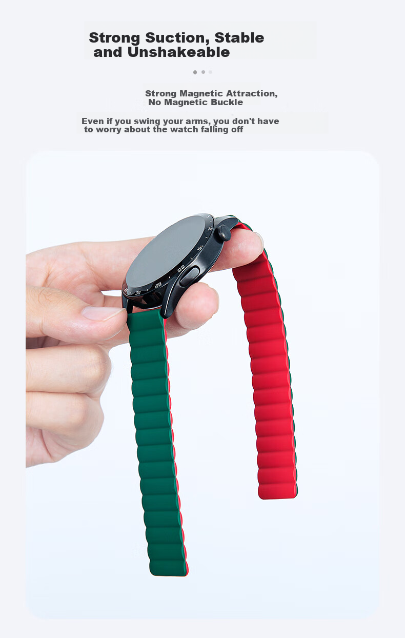 JINGZ Suitable for Huawei GT6/Pro Watch Strap, Compatible with GT5/4 Silicone Magnetic Band, Breathable Sports Wristband for Men, 22mm 7