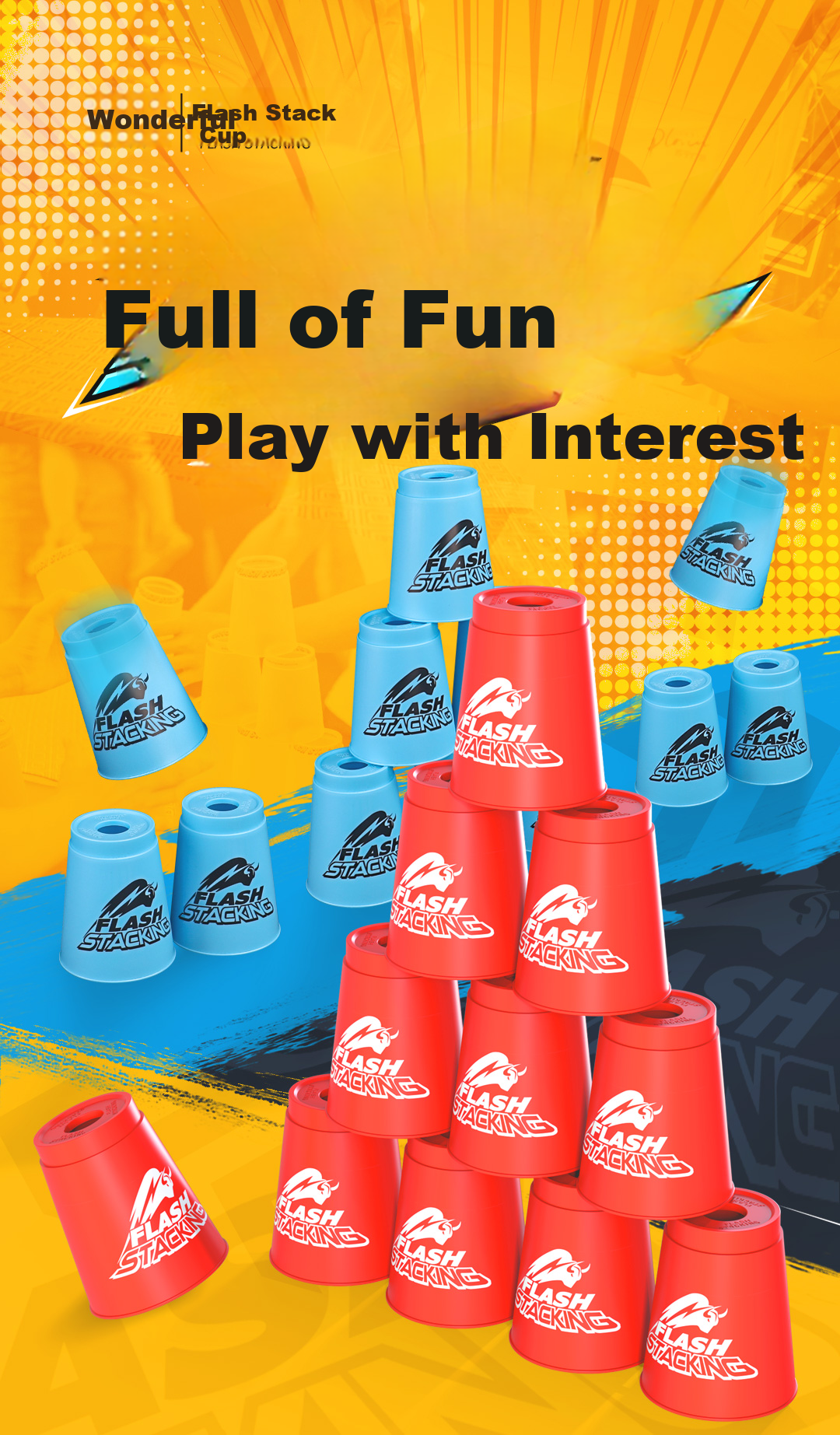 Qiyi Magic Cube Speed Cup Stacking Toy for Children, Boys And Girls, Gift, Competition Racing Toy, Red Cups + Professional Mat 2