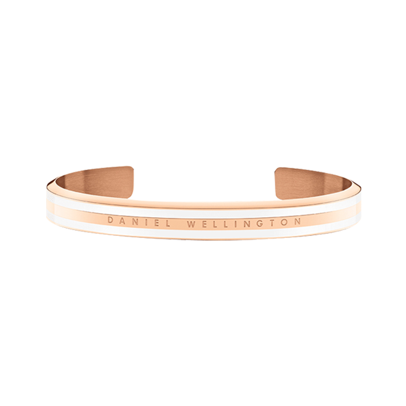 Daniel Wellington Satin White + Rose Gold Medium Open Bangle for Women DW067 Birthday Gift for Girlfriend