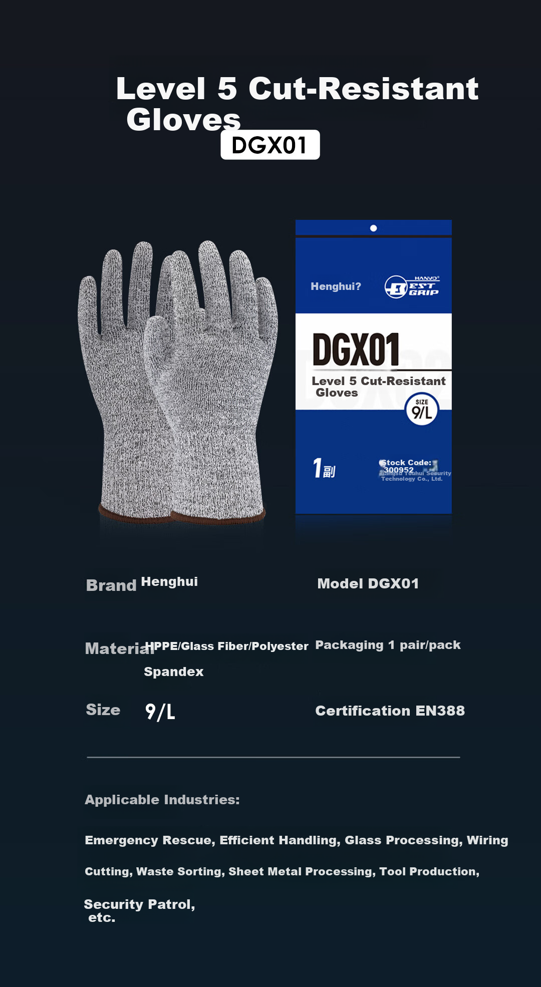 Henghui Cut-Resistant Gloves, Level 5 Protection against Cutting, Woodworking Anti-Puncture And Anti-Cut Protection, DGX01 [Genuine Product] 18