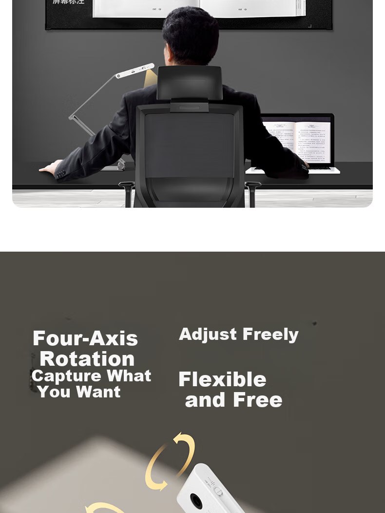 Deli Video Display Stand, 4K High-Definition Scanner, High-Speed Camera for Teaching, Live Streaming And Projection, Conference Projection And Explanation, Live Streaming with Annotations, Video Recording Capable, AI Noise Reduction, Foldable And Portable, with Fill Light, GK501 7