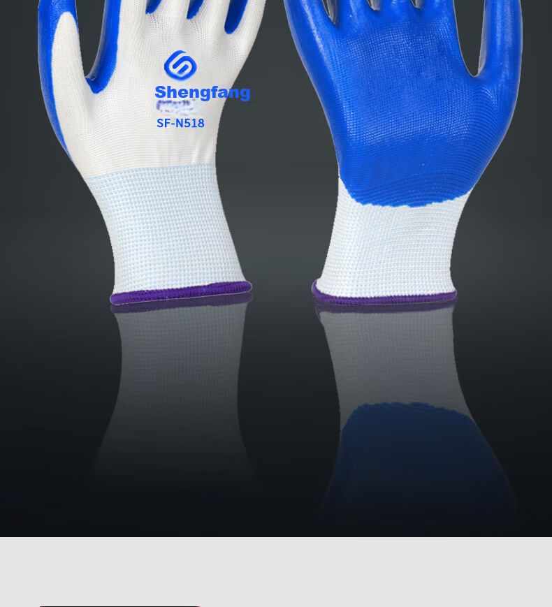 Shengfang Nitrile Coated Gloves, 12 Pairs/pack, Protective Wear-Resistant Oil-Resistant Latex Rubber Coated, for Construction Site Handling 2