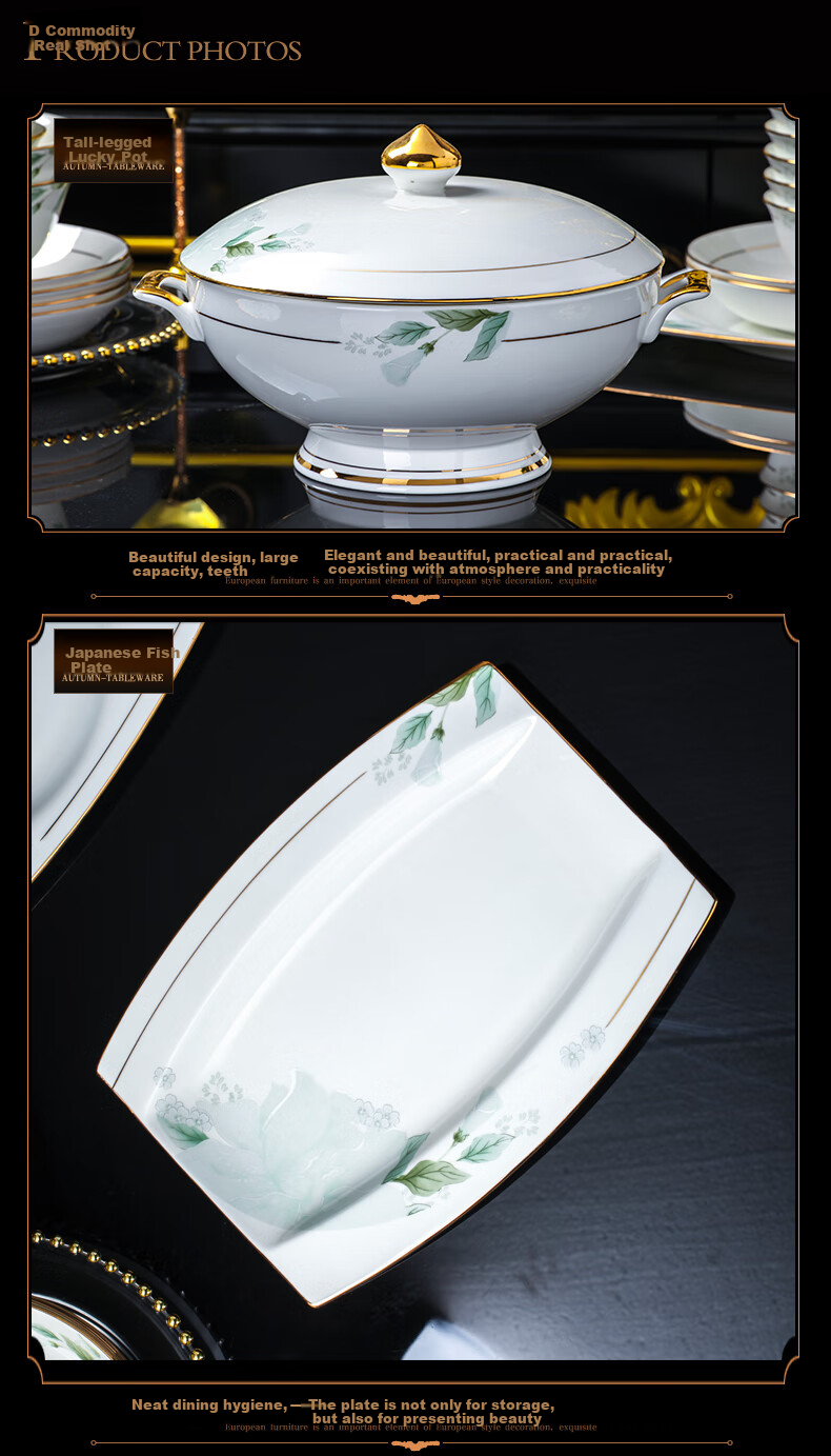 Yunzhihe Complete Set of Tableware Including Plates, Bowls And Chopsticks from Jingdezhen, Perfect for Housewarming Or Moving Gifts 12
