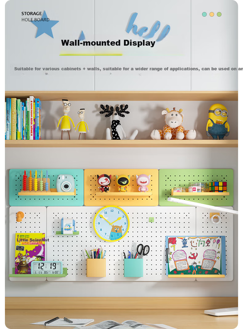 Baizi Pegboard Desktop Bookshelf, Study Desk, Computer Office Desk, Storage Organizer Rack, 11-Piece Set 9
