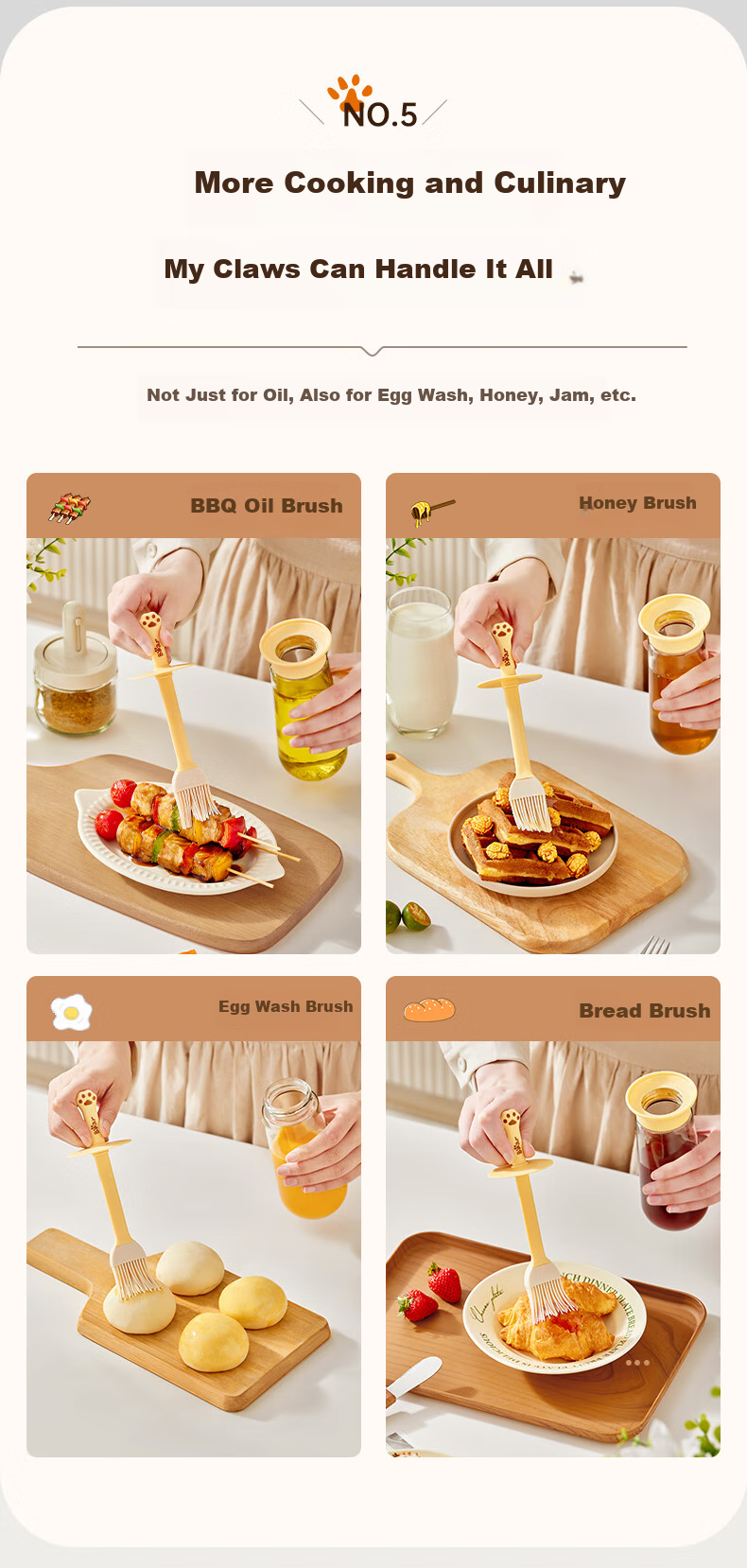 Bear Oil Brush Bottle, Silicone Oil Brush Integrated Bottle, Oil Brush for Pancakes, Oil Bottle, Seasoning Bottle, Outdoor Barbecue, 250mL 7