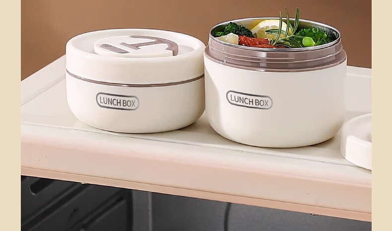 Ymer Stainless Steel Insulated Lunch Box Set - New Combo White 4-Pack + Insulated Bag + Cutlery (2 Large, 2 Small) 18