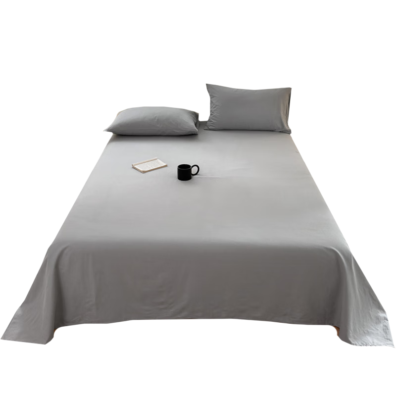 Grace Class A Brushed Bed Sheet Single Piece, 100% Pure Cotton 7A Antibacterial Fabric Bed Sheet, 200*230cm, Silver Gray