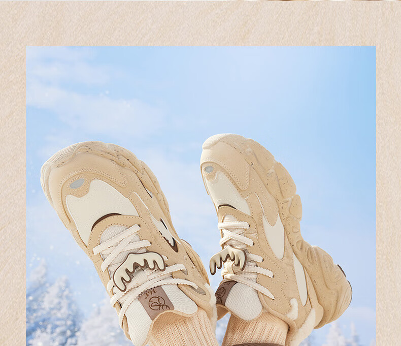 361° Women's Winter Fleece-Lined Retro Snow Boots Thick-Soled Casual Dad Sneakers 682446704B-6 8