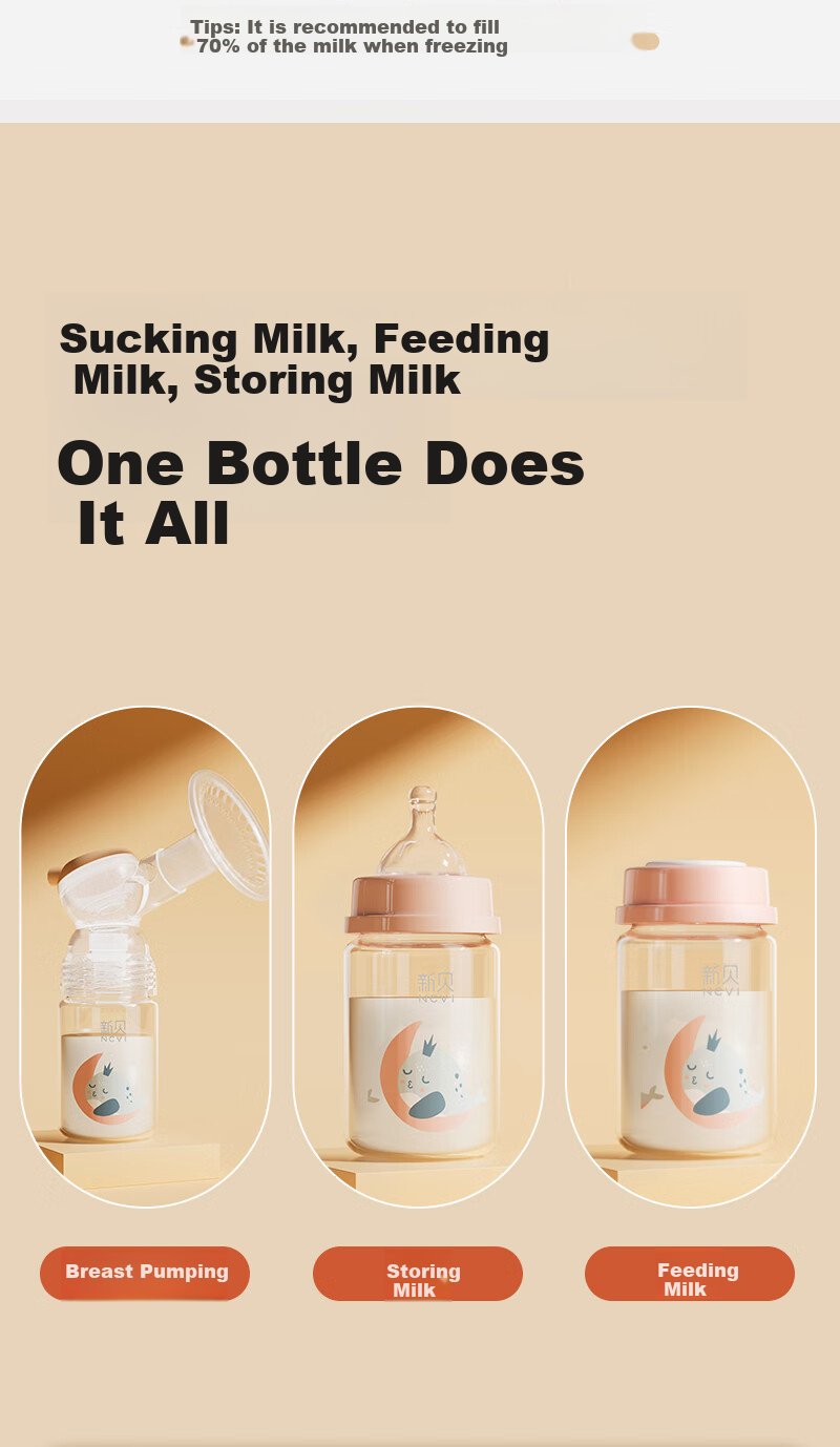 Xenbea Glass Breast Milk Storage Cup, Sealed Container for Breast Milk Preservation, PP Material with Lid, 180mL, Pack of 2, 9161 4