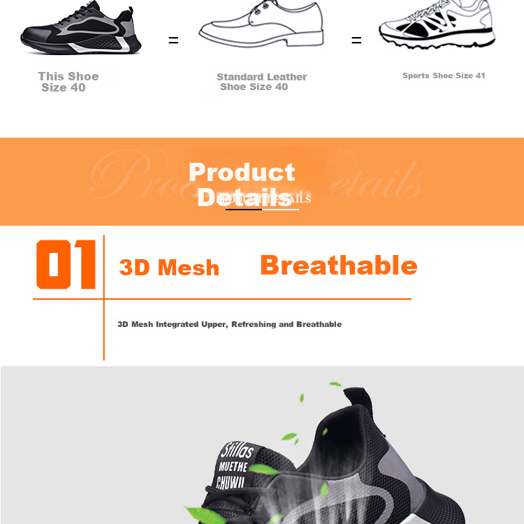 LAOGUANJIA Men's Safety Shoes, Breathable Steel Toe, Anti-Smashing, Puncture-Resistant Work Functional Safety Shoes, Comfortable And Lightweight LA203 Size 44 5