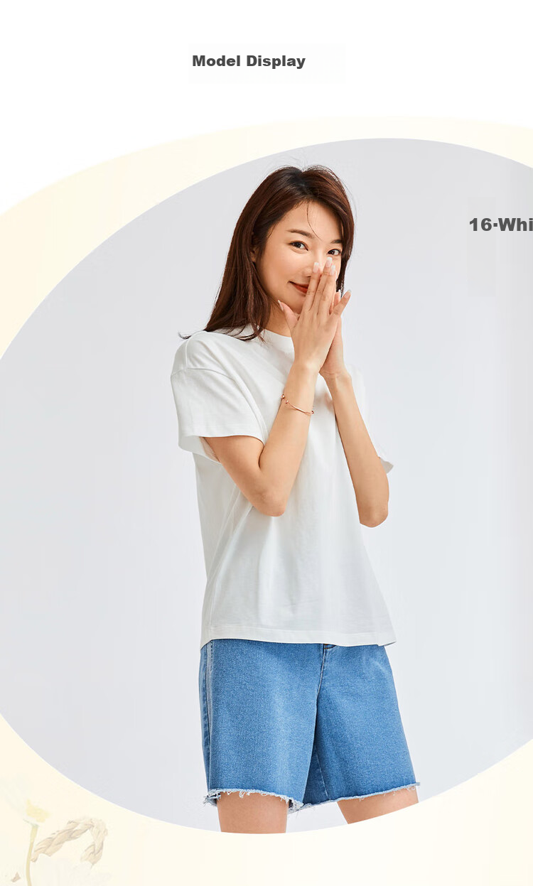 Giordano Women's T-Shirt, Pure Cotton, Skin-Friendly, Elegant Blouse, Comfortable Loose-Fitting Turtleneck Top, Short Sleeve, 05322396 7