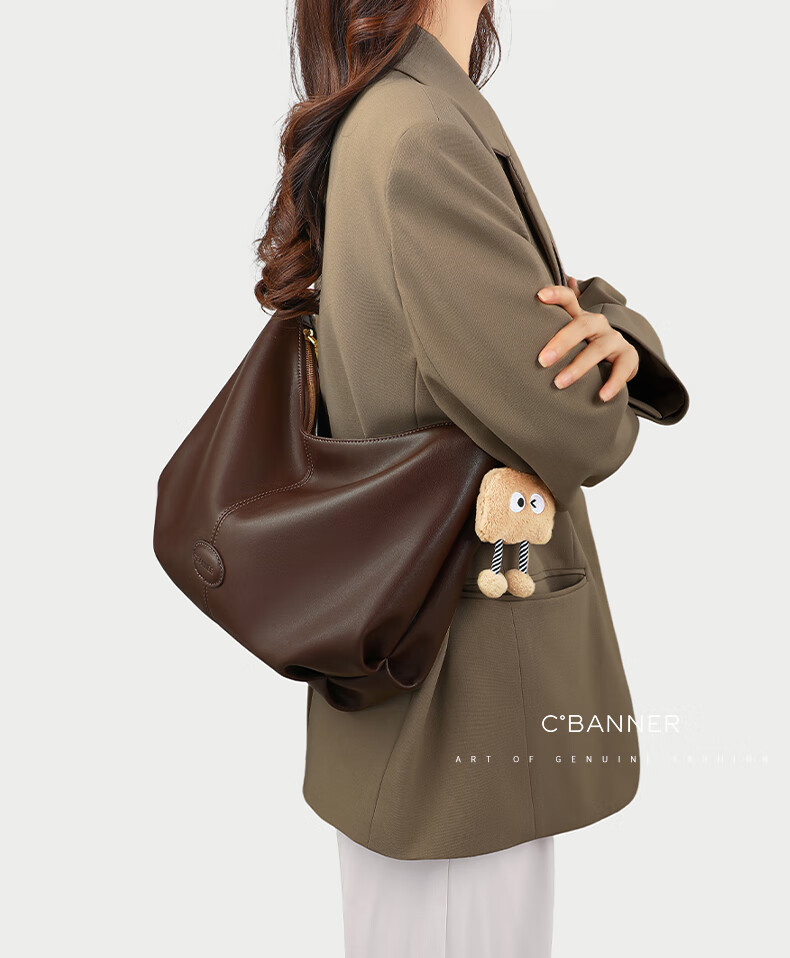 C.BANNER Genuine Leather Women's Shoulder Bag Crossbody Bag Lightweight Luxury Versatile Underarm Bag Birthday Gift for Girlfriend Wife 1